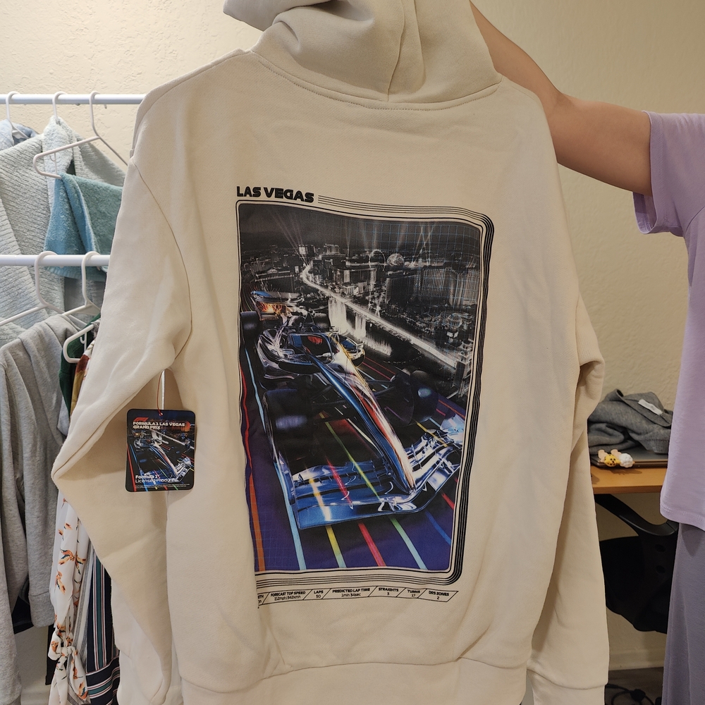 Las Vegas Racing Graphic Beige Hoodie